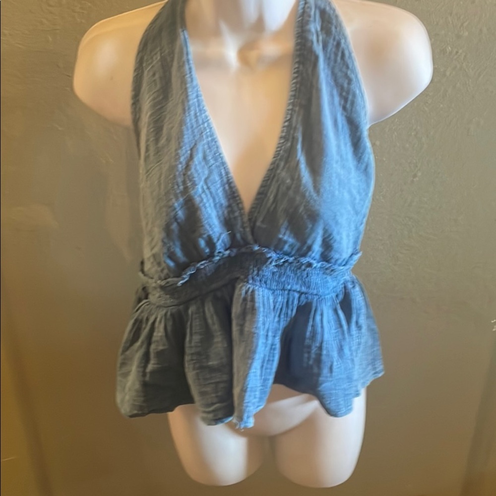 Kiwi and Punch Denim Blue halter Top